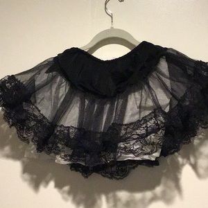 Black mesh costume petticoat with lace trim